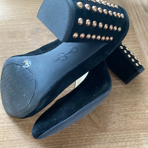 Jessica Simpson Black Suede gold studded heel. - Picture 5 of 5